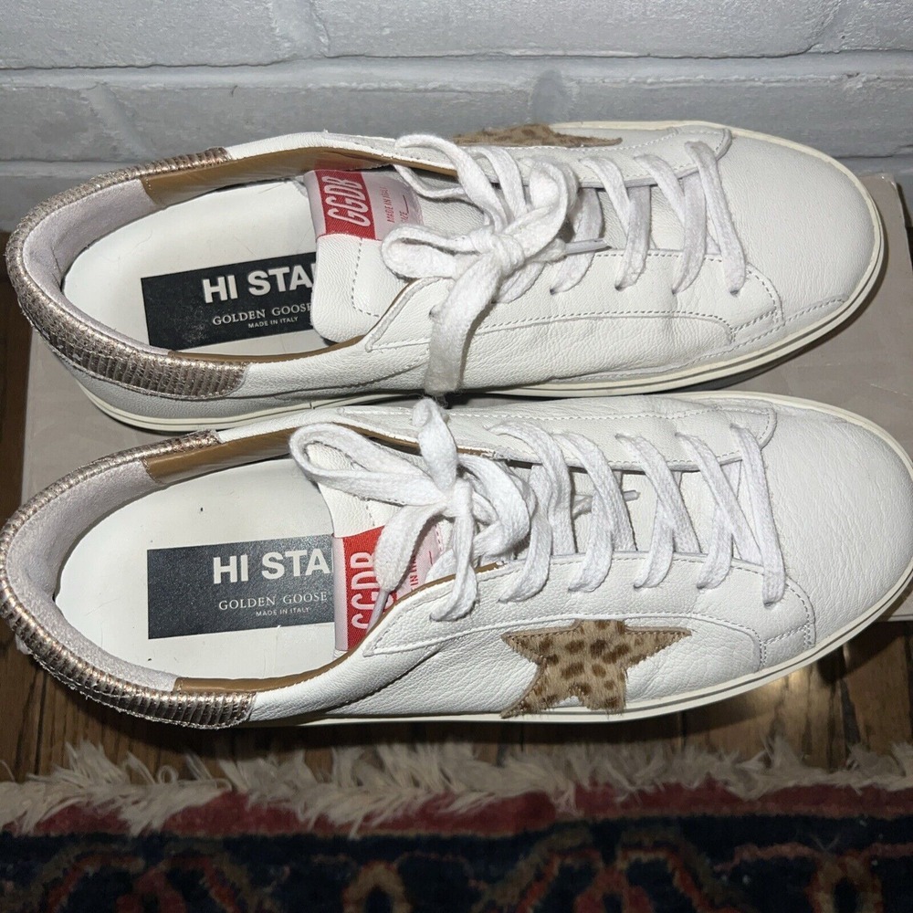 Golden Goose Hi Star Classic With List- Leather Upper Giraffe Horsy Star Size 40 - Picture 2 of 16